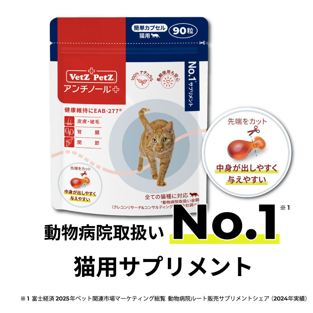 Vets Pets アンチノールプラス　簡単カプセル　猫用90粒 アンチノール プラス(簡単カプセル 猫用サプリメント