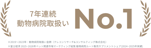 7年連続 動物病院取扱い No.1
