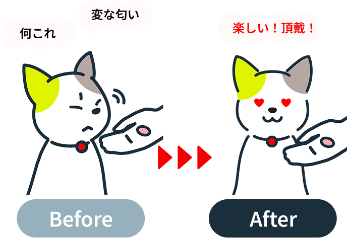 Before 何これ 変な匂い → After 楽しい！ 頂戴！